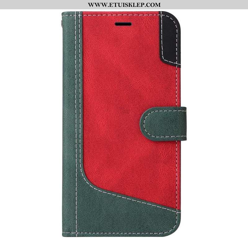 Etui Folio do Poco X5 5G z Łańcuch Trójkolorowy Pasek